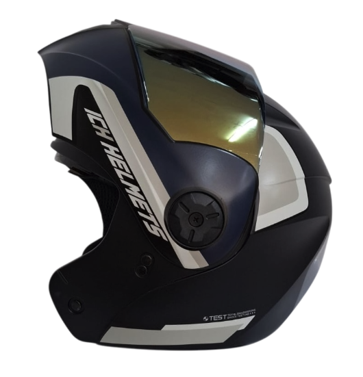 CASCO ABATIBLE ICH 3110 DOBLE VISOR XPACER NEGRO ARENA MATE VISOR DORADO