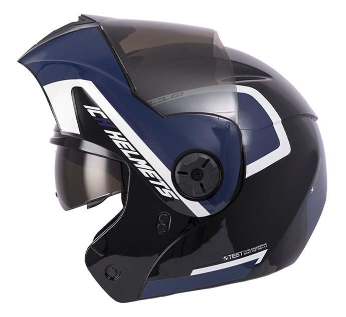 [191052] CASCO ABATIBLE ICH 3110 DOBLE VISOR XPACER NEGRO AZUL OSCURO BRILLO VISOR NEGRO (S)
