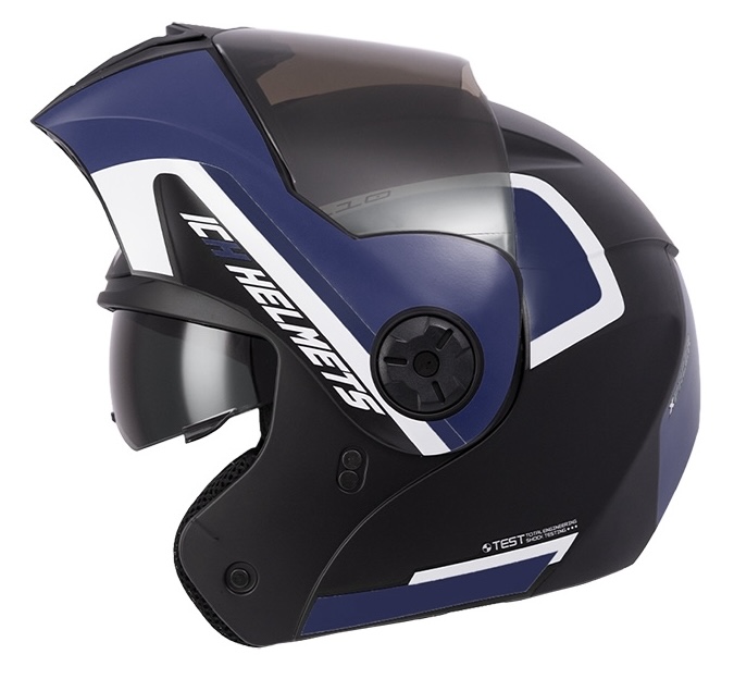 CASCO ABATIBLE ICH 3110 DOBLE VISOR XPACER NEGRO AZUL OSCURO MATE VISOR NEGRO