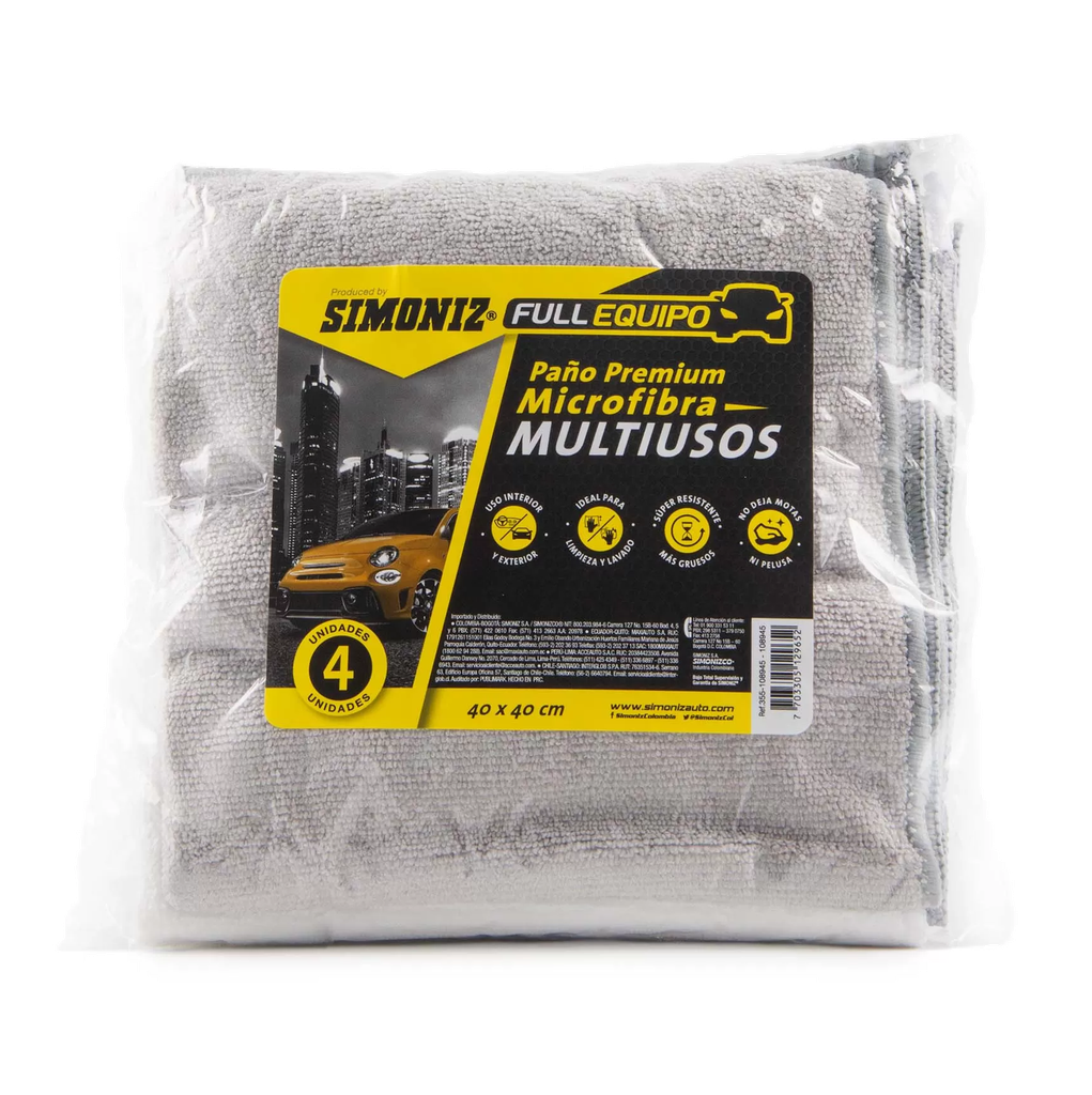 [108945] TOALLA MICROFIBRA SIMONIZ MULTIUSOS X4 UND