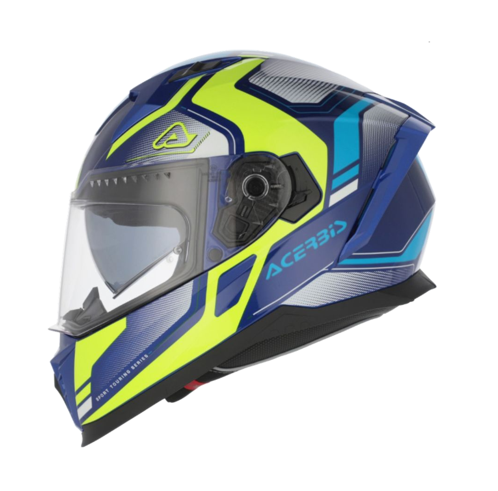 CASCO INTEGRAL X-WAY ACERBIS GRAPHIC AZUL AMARILLO BRILLO