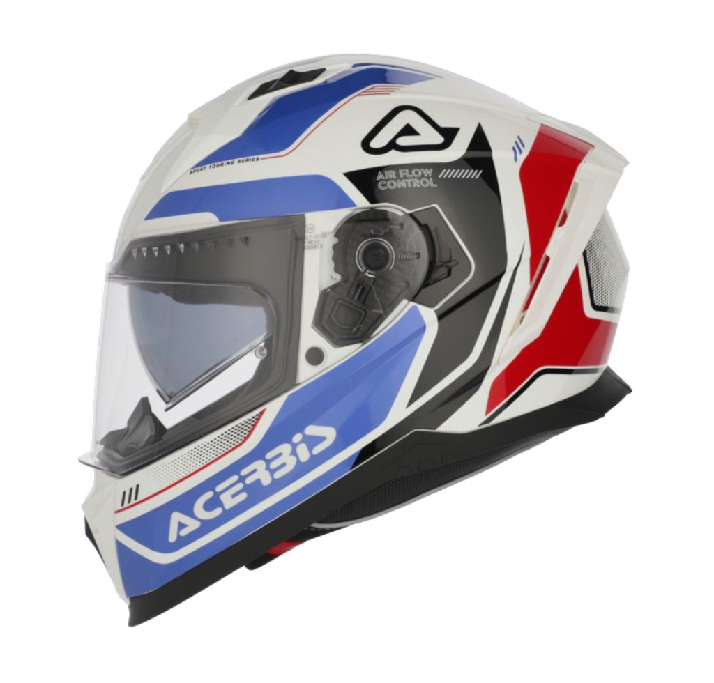 CASCO INTEGRAL X-WAY ACERBIS GRAPHIC BLANCO AZUL BRILLO