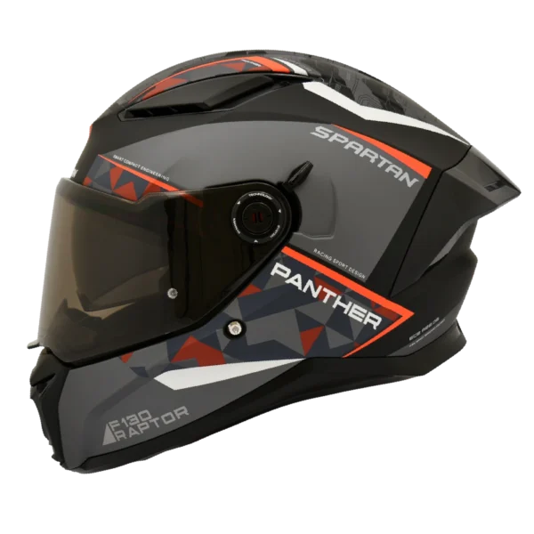 CASCO INTEGRAL SPARTAN DOBLE VISOR PANTHER RAPTOR NEGRO ROJO