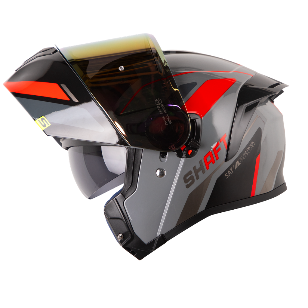 CASCO ABATIBLE SHAFT 3820SP SEVEN GRIS OSCURO ROJO BRILLO