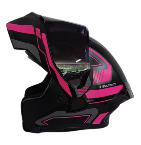CASCO ABATIBLE ICH 3120 DOBLE VISOR TRADE NEGRO FUCSIA MATE VISOR NEGRO