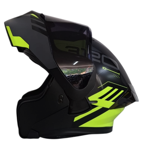 CASCO ABATIBLE ICH 3120 DOBLE VISOR WESTSAY NEGRO AMARILLO MATE VISOR NEGRO