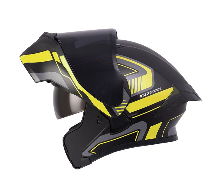 CASCO ABATIBLE ICH 3120 DOBLE VISOR TRADE NEGRO AMARILLO MATE VISOR NEGRO