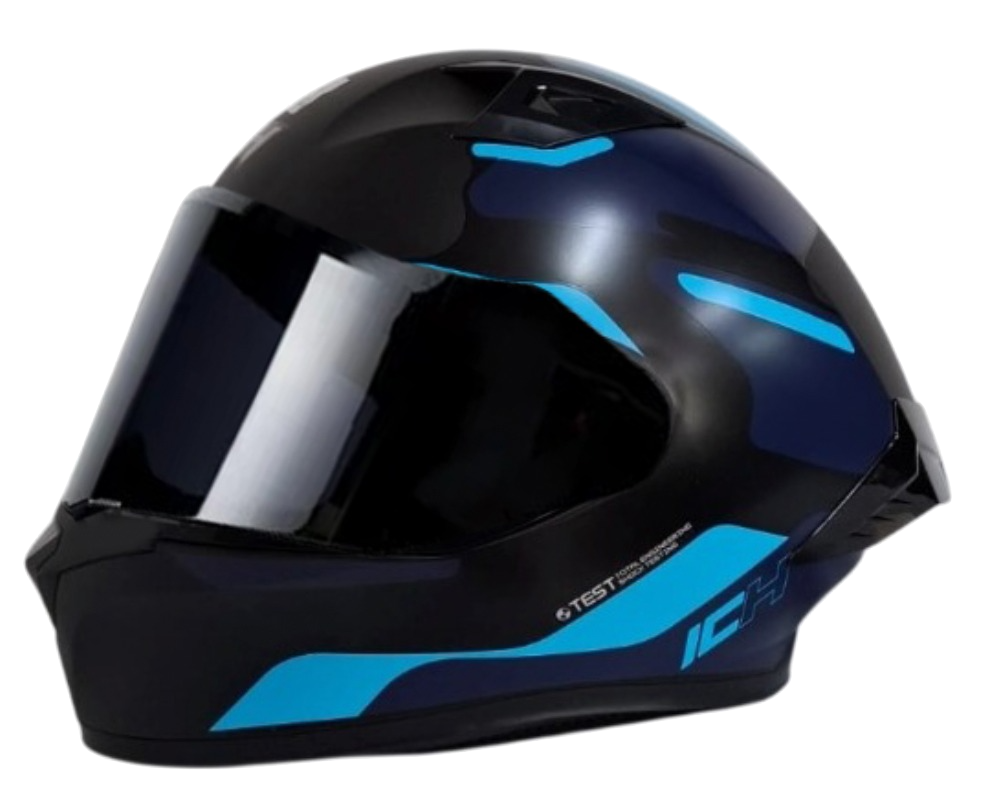 CASCO INTEGRAL ICH 503 SKP NEGRO AZUL CLARO MATE VISOR NEGRO