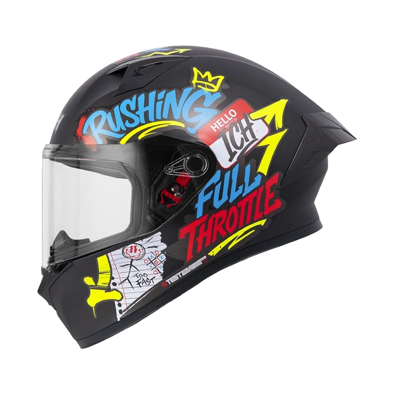 CASCO INTEGRAL ICH 503 SCRAPS NEGRO ROJO MATE VISOR TRANSPARENTE