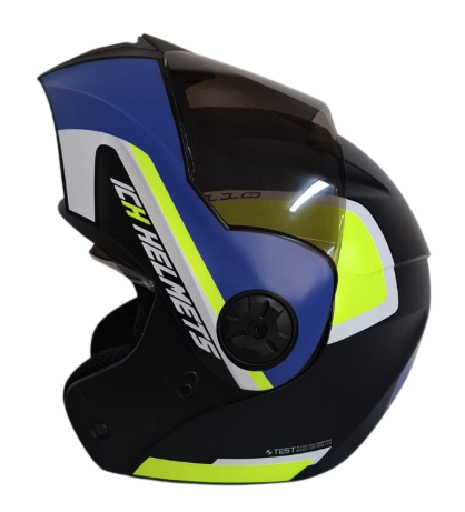 CASCO ABATIBLE ICH 3110 DOBLE VISOR XPACER NEGRO AMARILLO MATE VISOR NEGRO