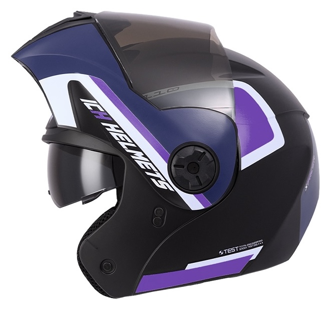 CASCO ABATIBLE ICH 3110 DOBLE VISOR XPACER NEGRO MORADO MATE VISOR NEGRO