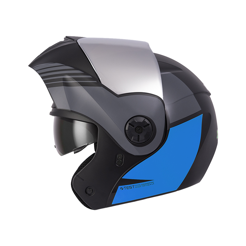 CASCO ABATIBLE ICH 3110 DOBLE VISOR XMAL NEGRO AZUL MATE VISOR SILVER (S)