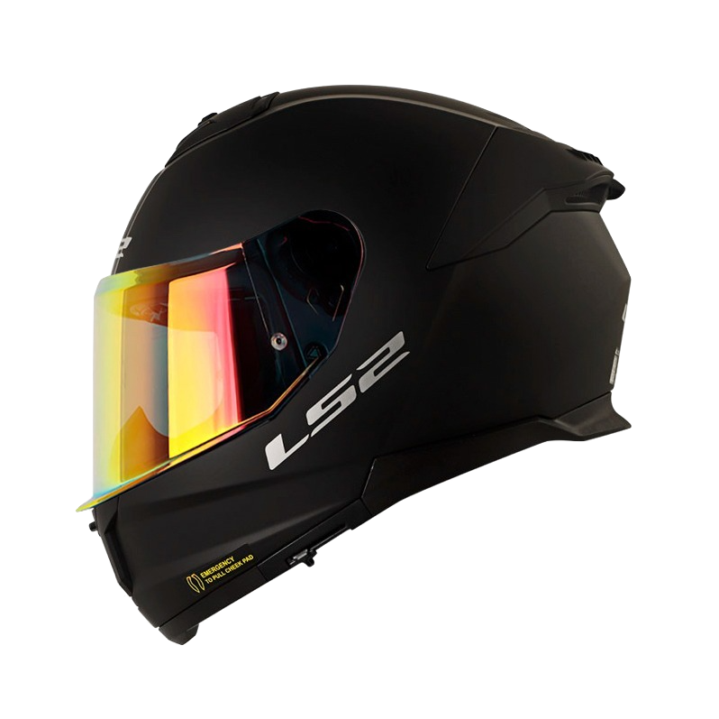 CASCO INTEGRAL LS2 808 DOBLE VISOR STREAM SOLID NEGRO ECE 2206 VISOR ROJO