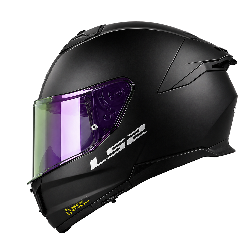 [182183] CASCO INTEGRAL LS2 808 DOBLE VISOR STREAM SOLID NEGRO MATE VISOR MORADO (S)