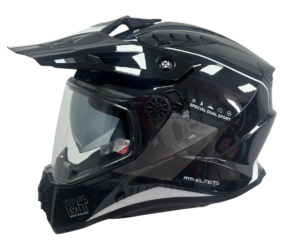 CASCO MULTIPROPOSITO MT HS218 DOBLE VISOR TRACK ARIES B1 NEGRO GRIS BRILLO