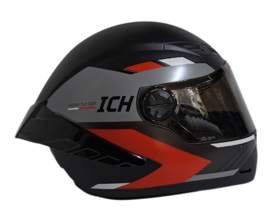 CASCO INTEGRAL ICH 501SP DONE NEGRO ROJO MATE VISOR NEGRO (S)