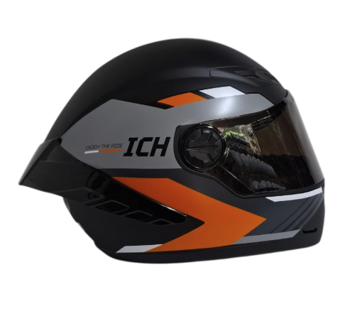 CASCO INTEGRAL ICH 501SP DONE NEGRO NARANJA MATE VISOR NEGRO