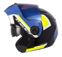 CASCO ABATIBLE ICH 3110 DOBLE VISOR XPACER NEGRO AMARILLO BRILLO VISOR AZUL