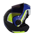 CASCO ABATIBLE ICH 3110 DOBLE VISOR XPACER NEGRO AMARILLO BRILLO VISOR AZUL