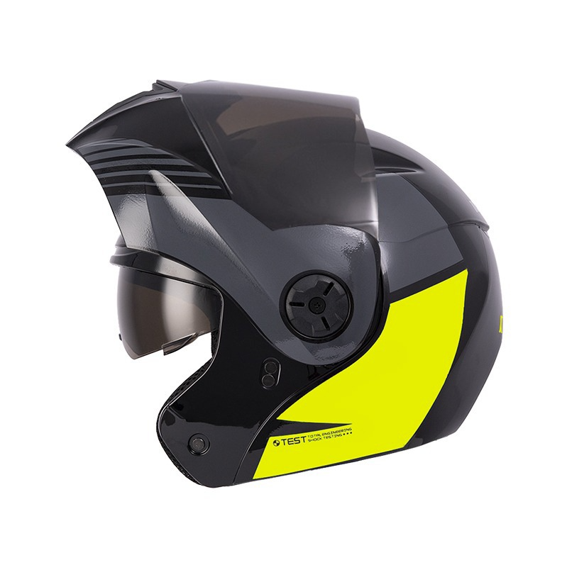 CASCO ABATIBLE ICH 3110 DOBLE VISOR XMAL NEGRO AMARILLO BRILLO VISOR NEGRO