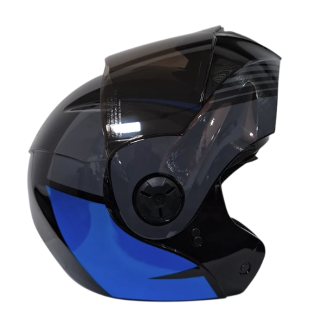 CASCO ABATIBLE ICH 3110 DOBLE VISOR XMAL NEGRO AZUL BRILLO VISOR NEGRO