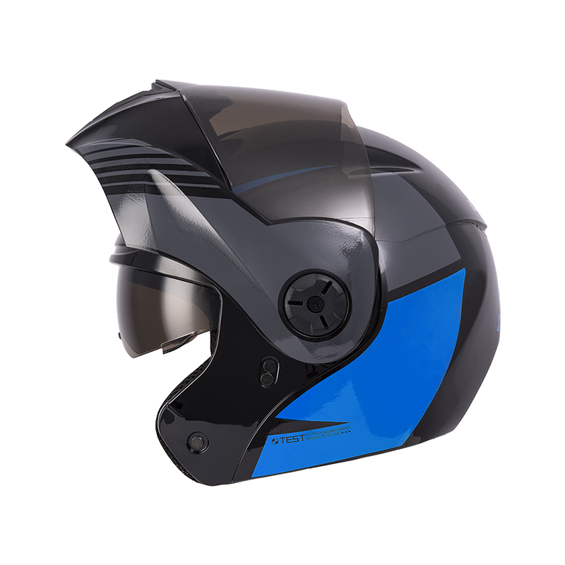 CASCO ABATIBLE ICH 3110 DOBLE VISOR XMAL NEGRO AZUL BRILLO VISOR NEGRO