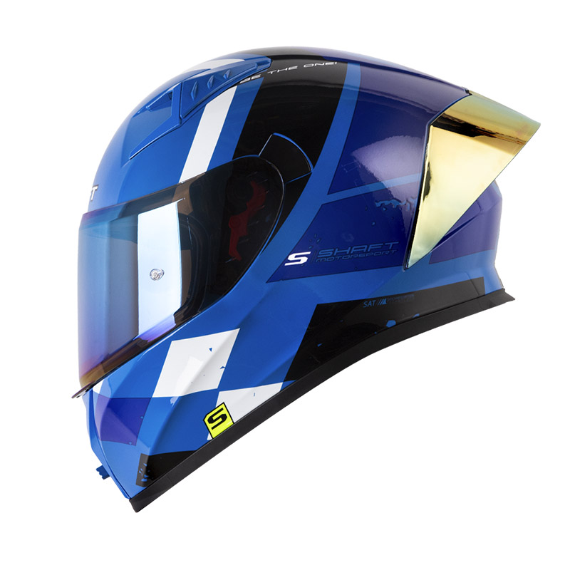 CASCO INTEGRAL SHAFT 526SP EVO BANDOX AZUL BLANCO BRILLO