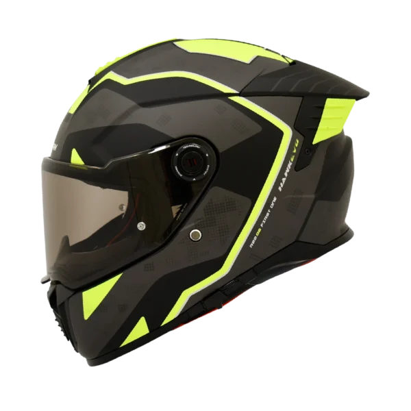 CASCO INTEGRAL SPARTAN DOBLE VISOR HAWK EVO FIRST HIVIZ NEGRO AMARILLO NEON MATE (S)