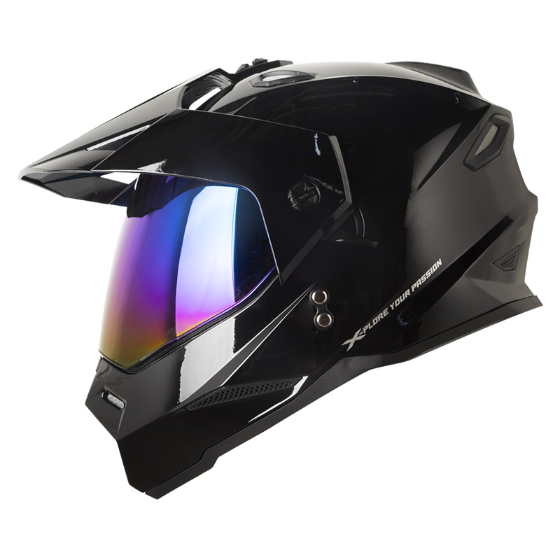 CASCO MULTIPROPOSITO X-ONE MX328 DOBLE VISOR SOLID NEGRO SILVER BRILLO