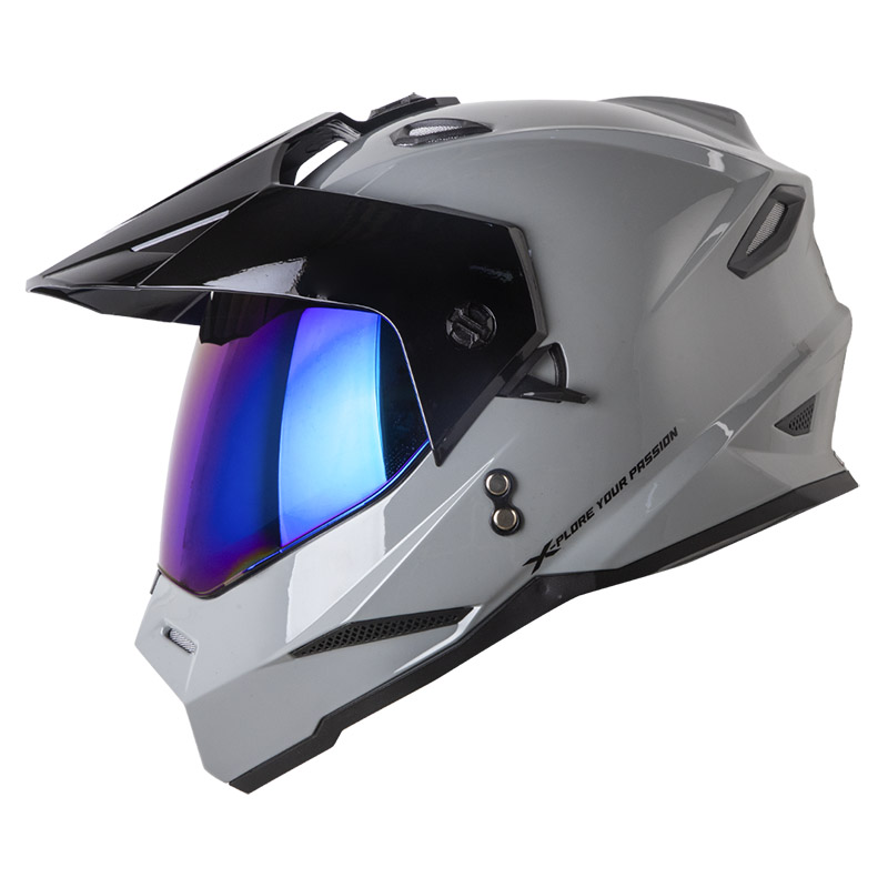 CASCO MULTIPROPOSITO X-ONE MX328 DOBLE VISOR SOLID GRIS NEGRO BRILLO