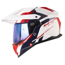  CASCO MULTIPROPOSITO SHAFT PRO MX400 DOBLE VISOR RENDER BLANCO AZUL OSCURO BRILLO