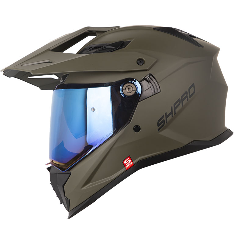 [187349] CASCO MULTIPROPOSITO SHAFT PRO MX400 DOBLE VISOR SOLID VERDE NEGRO MATE (S)