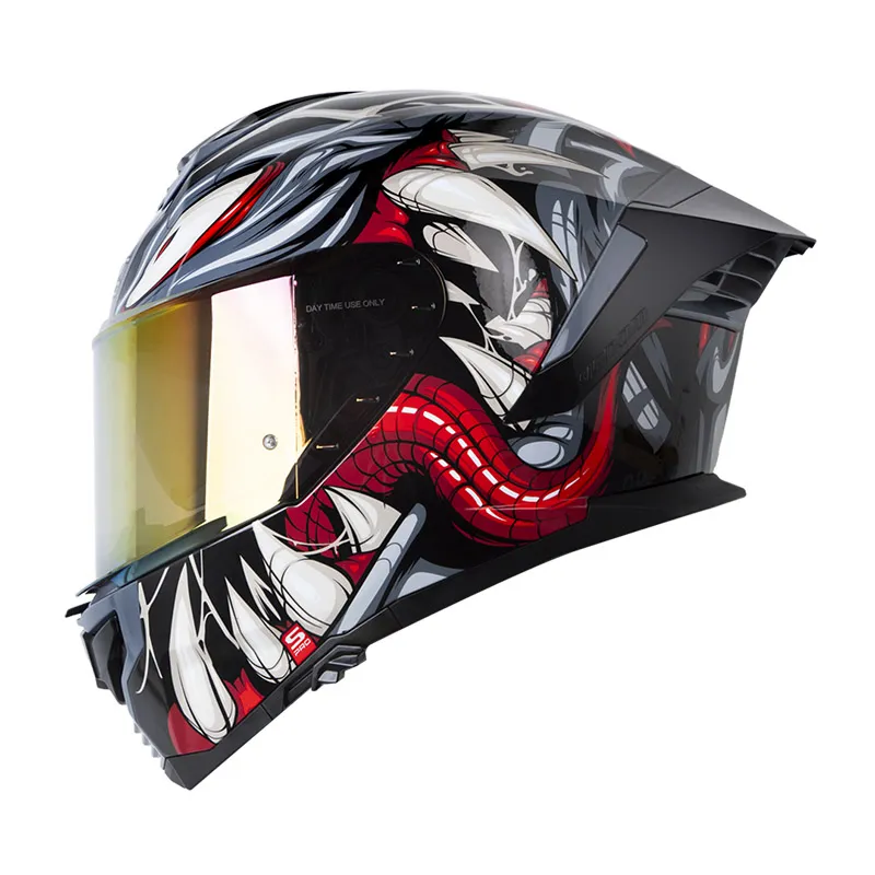 [197535] CASCO INTEGRAL SHAFT PRO 609 DOBLE VISOR VENOM HORROR NEGRO GRIS OSCURO BRILLO (S)