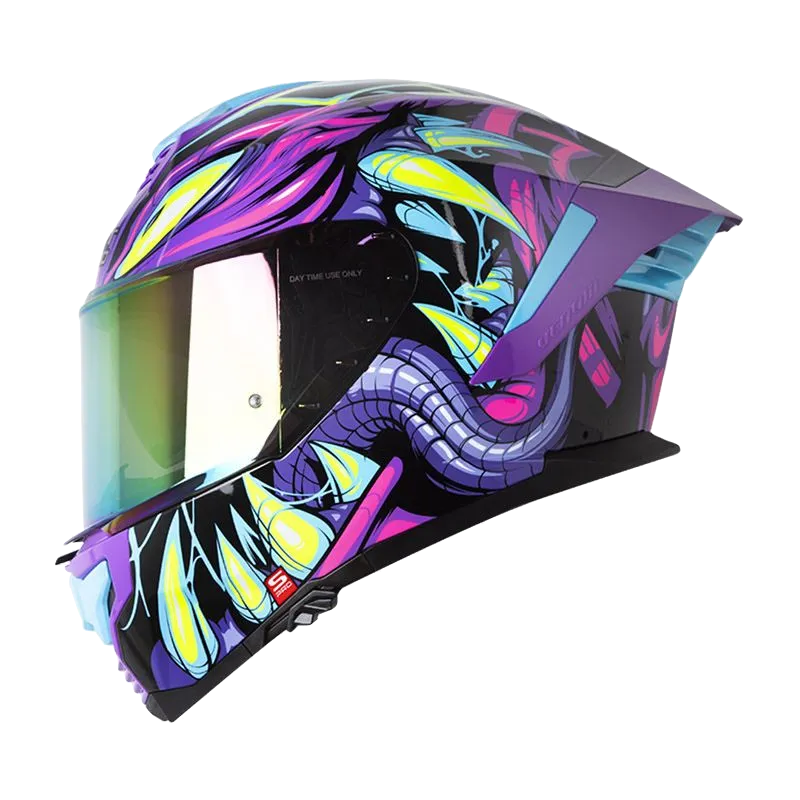[197533] CASCO INTEGRAL SHAFT PRO 609 DOBLE VISOR VENOM HORROR NEGRO FUCSIA MATE (S)