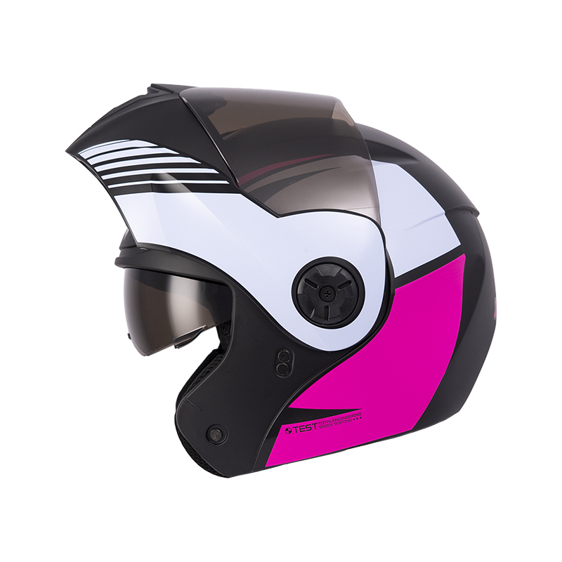 [195761] CASCO ABATIBLE ICH 3110 DOBLE VISOR XMAL NEGRO FUCSIA MATE VISOR NEGRO (S)