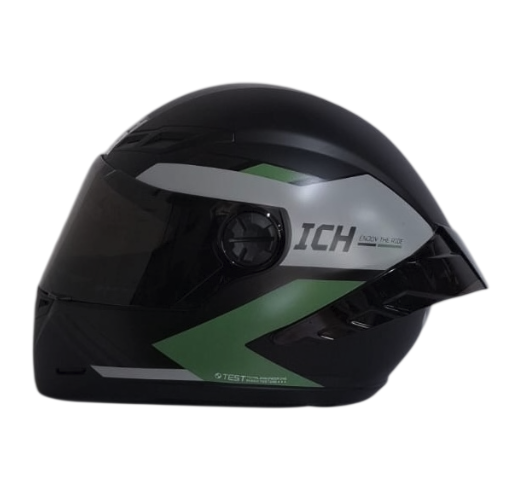 CASCO INTEGRAL ICH 501SP DONE NEGRO VERDE MILITAR MATE VISOR NEGRO (S)