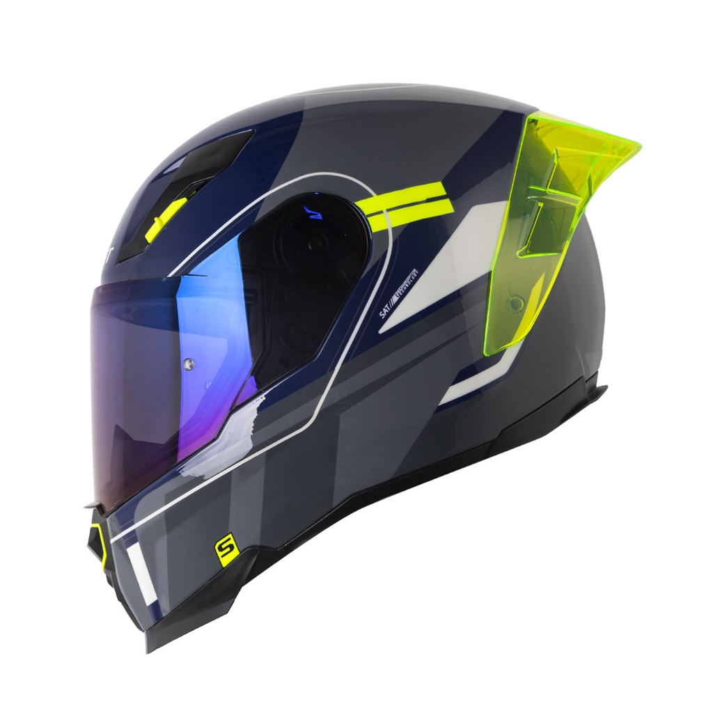 CASCO INTEGRAL SHAFT 562 R HELLA AZUL OSCURO GRIS CLARO BRILLO