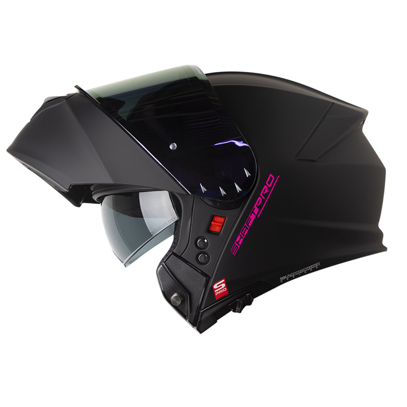 [192574] CASCO ABATIBLE SHAFT PRO 4000 EVO DOBLE VISOR SOLID NEGRO FUCSIA MATE (S)