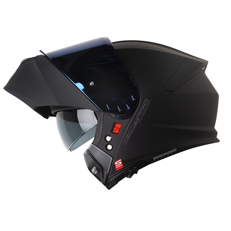 [182412] CASCO ABATIBLE SHAFT PRO 4000 EVO DOBLE VISOR SOLID NEGRO GRIS OSCURO MATE (S)