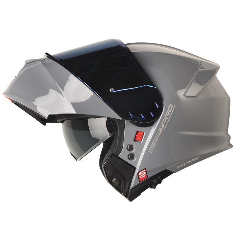 CASCO ABATIBLE SHAFT PRO 4000 EVO DOBLE VISOR SOLID GRIS SILVER BRILLO