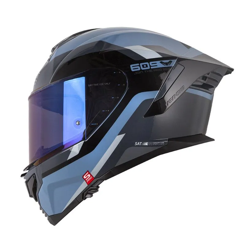 CASCO INTEGRAL SHAFT PRO 609 DOBLE VISOR VENOM EIRES AZUL OSCURO NEGRO BRILLO