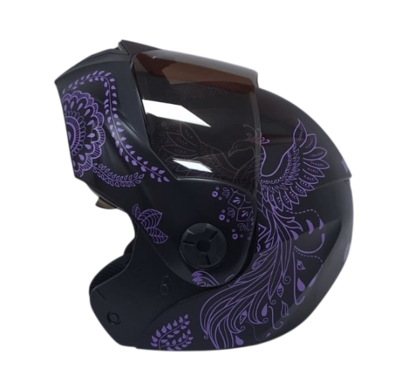 CASCO ABATIBLE ICH 3110 DOBLE VISOR ZEN NEGRO MORADO MATE VISOR NEGRO