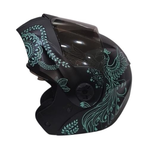 [201370] CASCO ABATIBLE ICH 3110 DOBLE VISOR ZEN NEGRO TURQUESA MATE VISOR NEGRO (S)