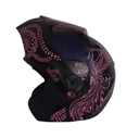 CASCO ABATIBLE ICH 3110 DOBLE VISOR ZEN NEGRO FUCSIA MATE VISOR AZUL