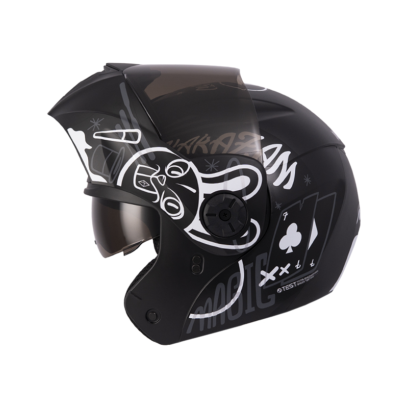 [202346] CASCO ABATIBLE ICH 3110 DOBLE VISOR MAGIC NEGRO BLANCO GRIS MATE VISOR NEGRO (S)