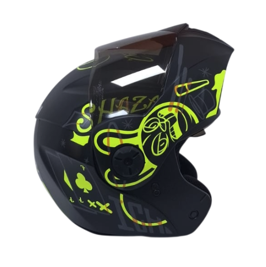 CASCO ABATIBLE ICH 3110 DOBLE VISOR MAGIC NEGRO AMARILLO MATE VISOR NEGRO (S)