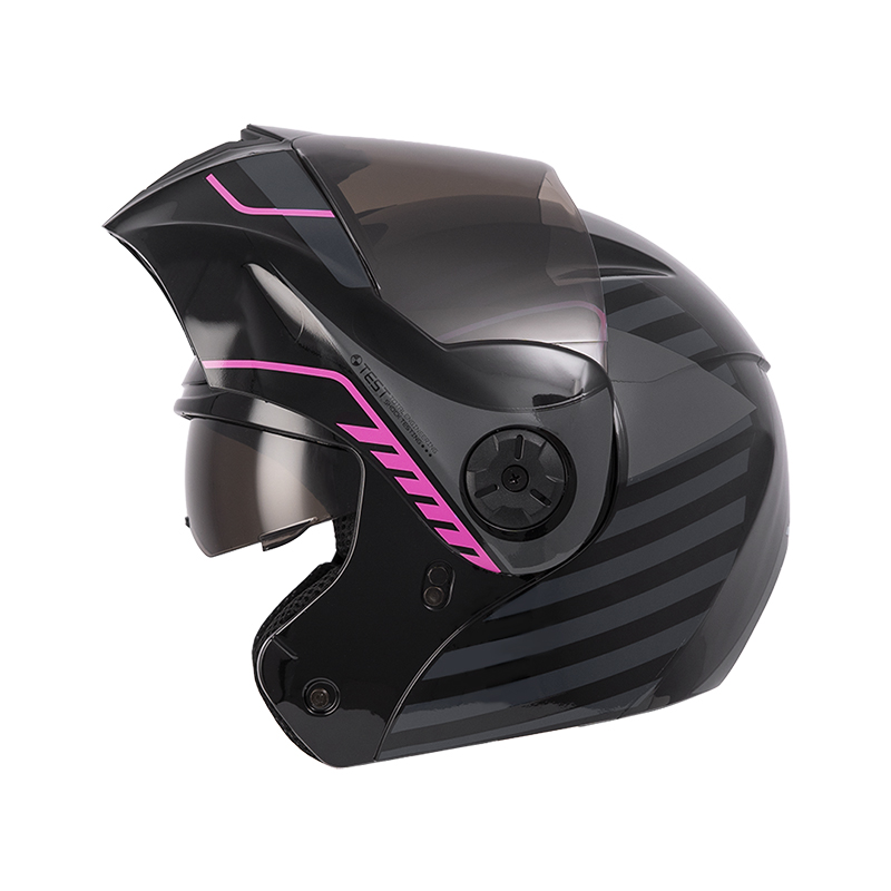 [197851] CASCO ABATIBLE ICH 3110 DOBLE VISOR BUZZ NEGRO FUCSIA BRILLO VISOR NEGRO (S)