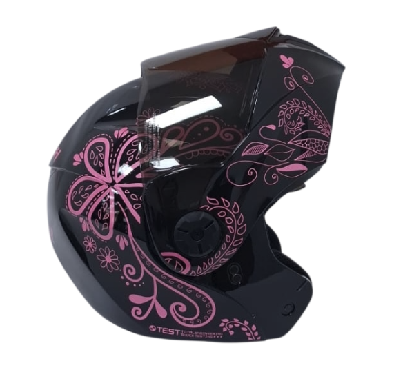 CASCO ABATIBLE ICH 3110 DOBLE VISOR ZEN NEGRO FUCSIA BRILLO VISOR NEGRO