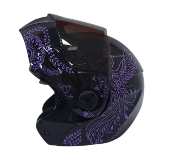 CASCO ABATIBLE ICH 3110 DOBLE VISOR ZEN NEGRO MORADO BRILLO VISOR NEGRO