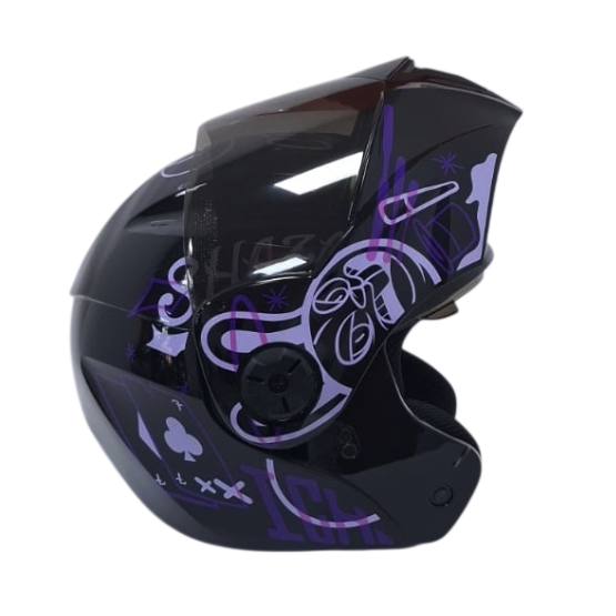 CASCO ABATIBLE ICH 3110 DOBLE VISOR MAGIC NEGRO MORADO CLARO BRILLO VISOR NEGRO